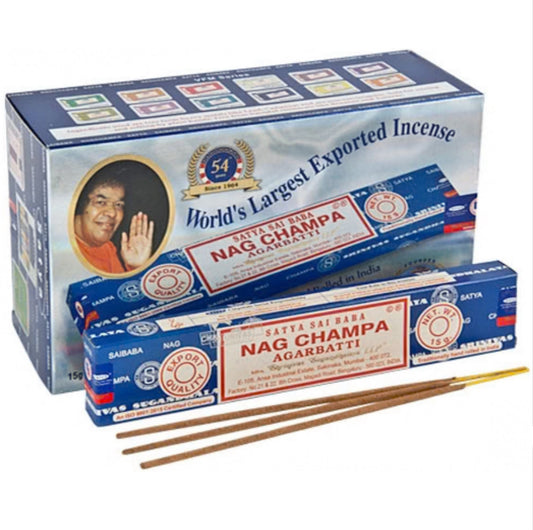 Nag Champa Original Blue/Earth - Authentic Satya - Twelve 15g Boxes [IN-NC-Blue]