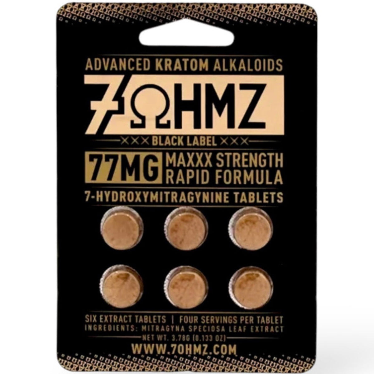 NEW 7Ohmz 7-OH - 77mg Black Label Max Strength Formula - 6 Ct Tabs [K-7O-77]