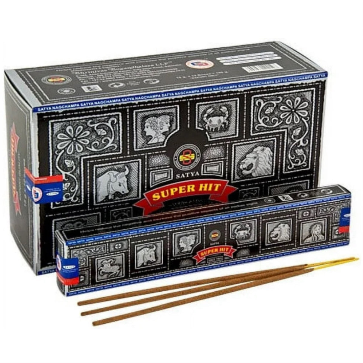 Nag Champa Super Hit - Authentic Satya - Twelve 15g Boxes [IN-NC-S-Hit]