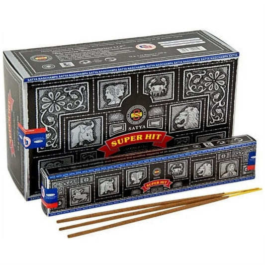 Nag Champa Super Hit - Authentic Satya - Twelve 15g Boxes [IN-NC-S-Hit]