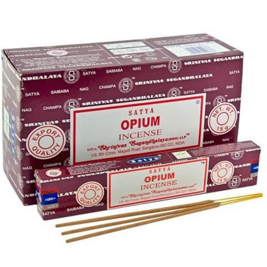 Nag Champa Opium Blend - Authentic Satya - Twelve 15g Boxes [IN-NC-OPM]