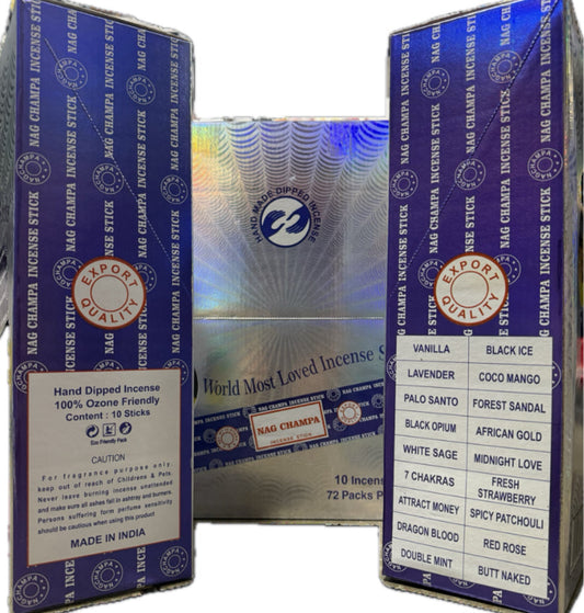 Nag Champa 11’ Large Assortment - Authentic Satya - 72 Ten Ct Packs [IN-NC-72]