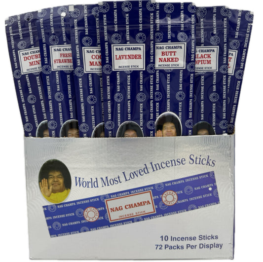 Nag Champa 11’ Large Assortment - Authentic Satya - 72 Ten Ct Packs [IN-NC-72]