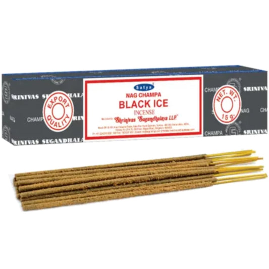 Nag Champa Black Ice - Authentic Satya - Twelve 15g Boxes [IN-NC-B Ice]