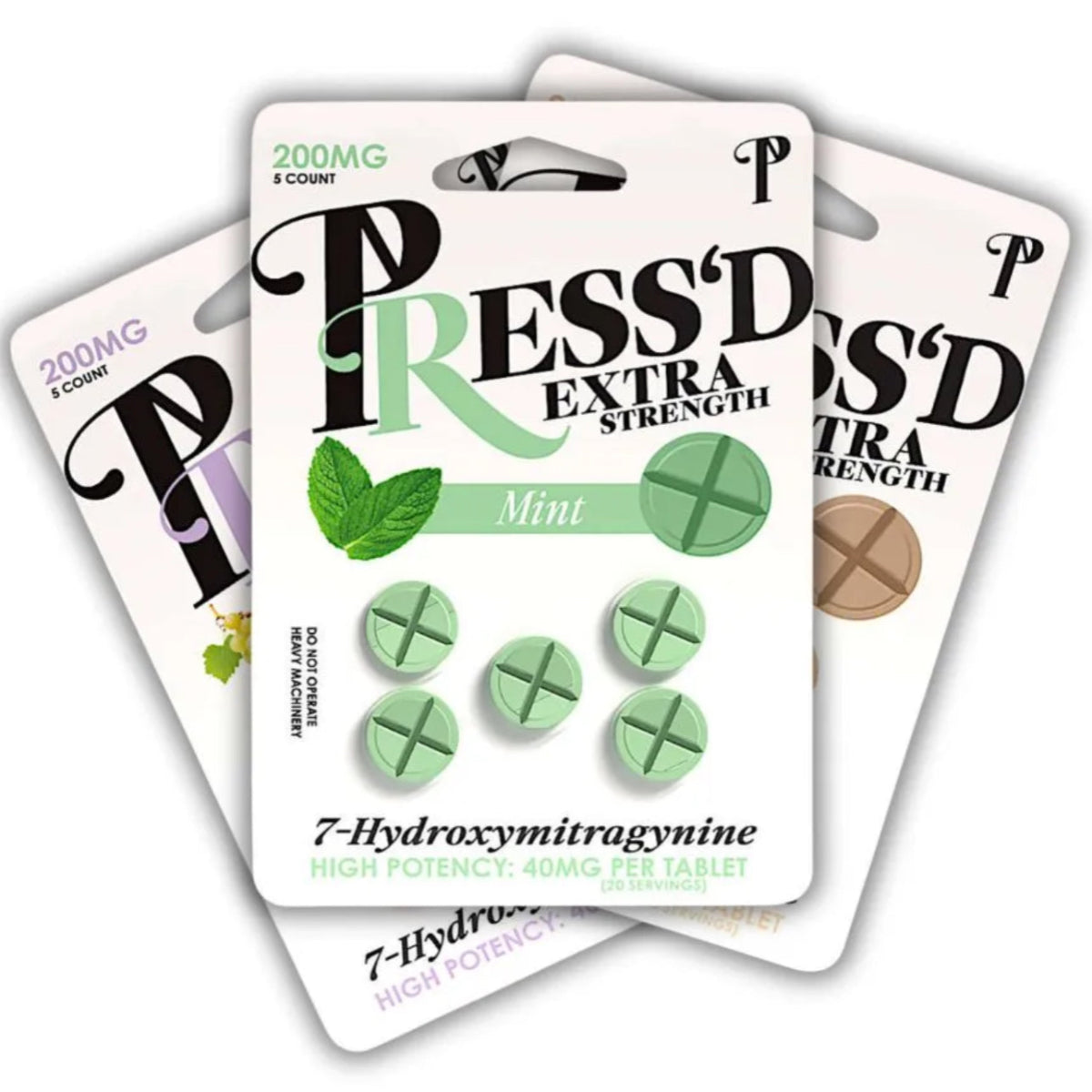 Press’d - Extra Strength 7-OH - 5 Ct 40mg Tabs - Now 5 Flavors! [K-PR-40]