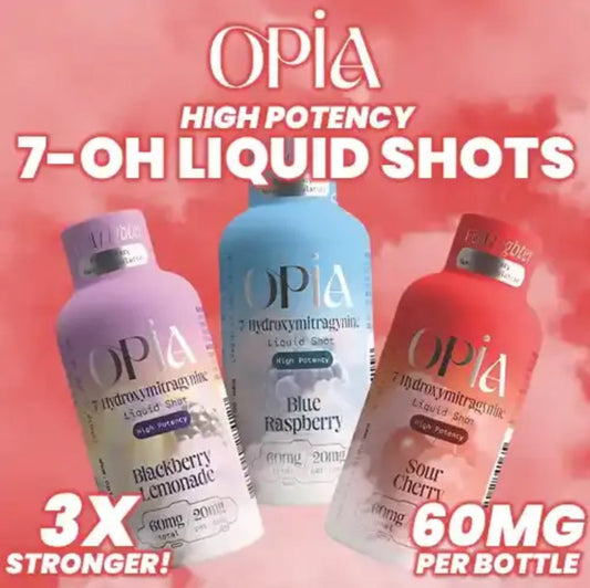 Opia 7-Hydroxymitragynine Extra Strong 60mg Liquid Shot - 3 Flavors [K-OPIA-SX]