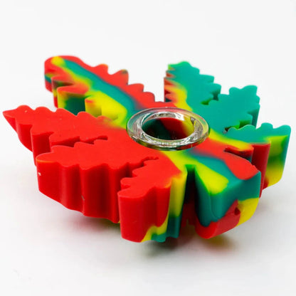 4.2" Silicone Leaf Pipe w/ Glass Bowl - Assorted Colors [HP-S-420]