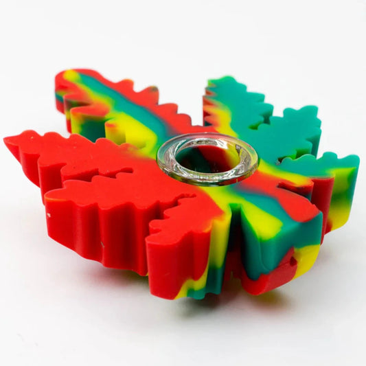 4.2" Silicone Leaf Pipe w/ Glass Bowl - Assorted Colors [HP-S-420]