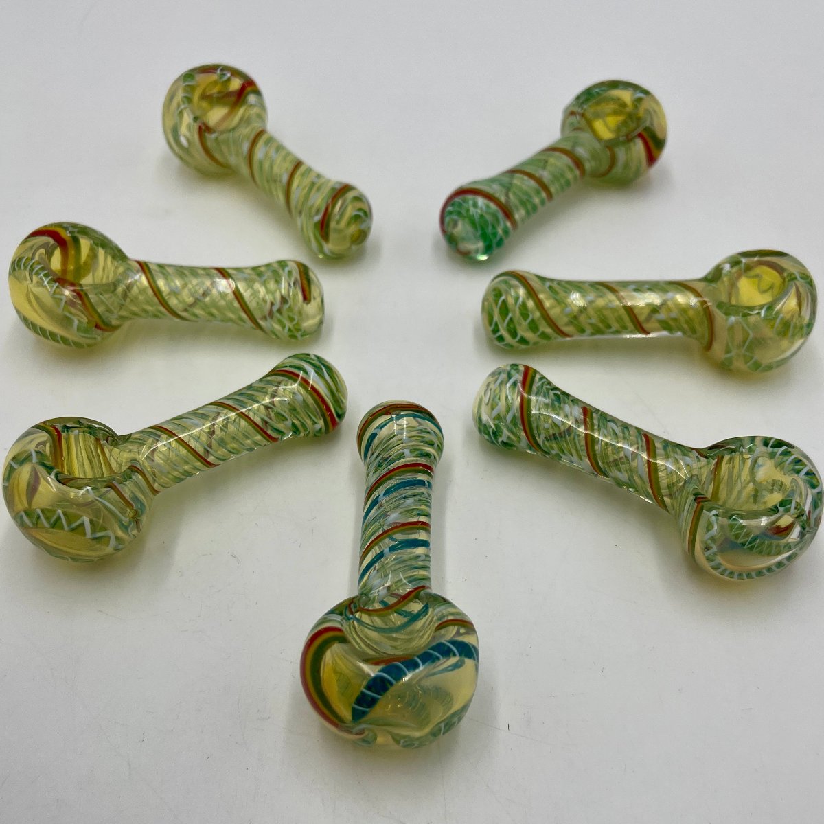 3.5” - 4” Glass Fumed & Swirl Hand Pipe - Assorted Colors [HP-G-224C]