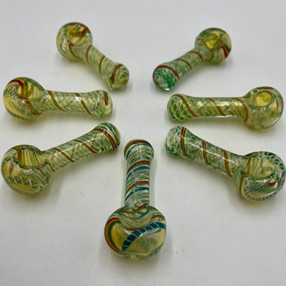 3.5” - 4” Glass Fumed & Swirl Hand Pipe - Assorted Colors [HP-G-224C]