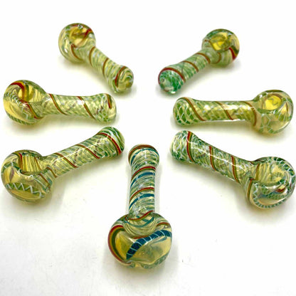 3.5” - 4” Glass Fumed & Swirl Hand Pipe - Assorted Colors [HP-G-224C]
