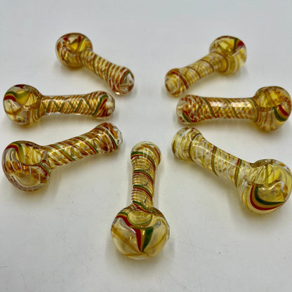 3.5” - 4” Glass Fumed & Swirl Hand Pipe - Assorted Colors [HP-G-224B]