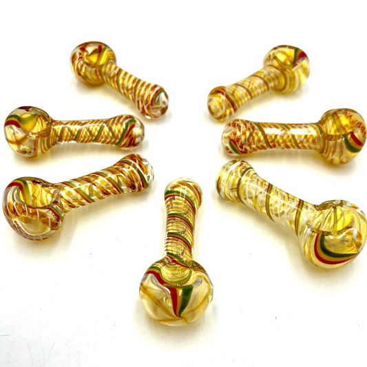 3.5” - 4” Glass Fumed & Swirl Hand Pipe - Assorted Colors [HP-G-224B]