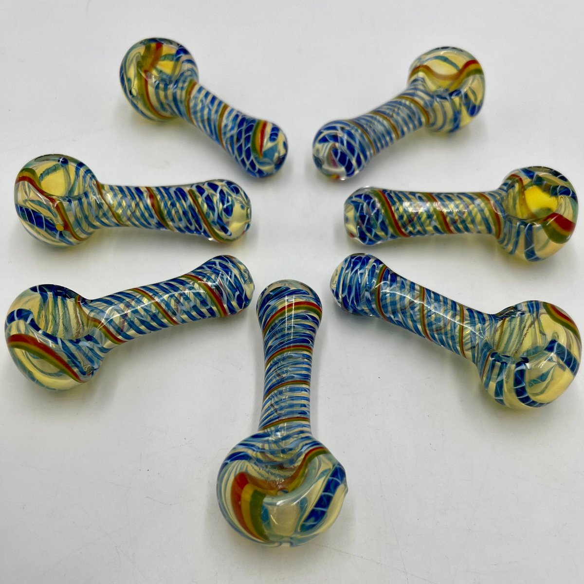 3.5” - 4” Glass Fumed & Swirl Hand Pipe - Assorted Colors [HP-G-224A]