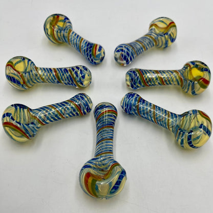 3.5” - 4” Glass Fumed & Swirl Hand Pipe - Assorted Colors [HP-G-224A]