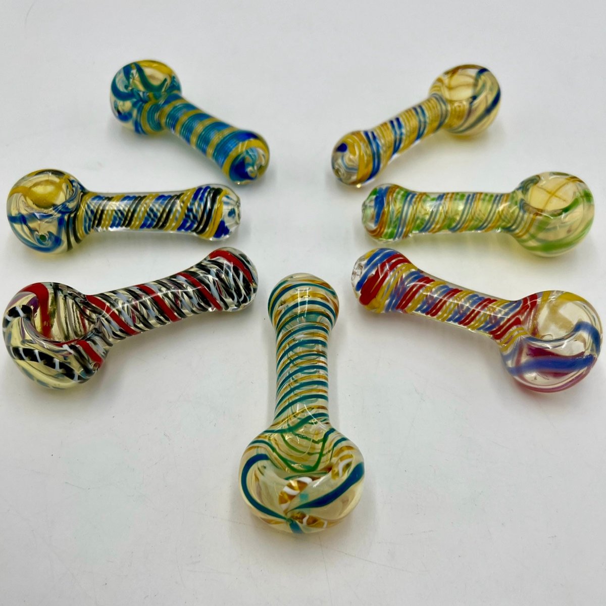 3.5” - 4” Glass Fumed & Swirl Hand Pipe - Assorted Colors [HP-G-231]