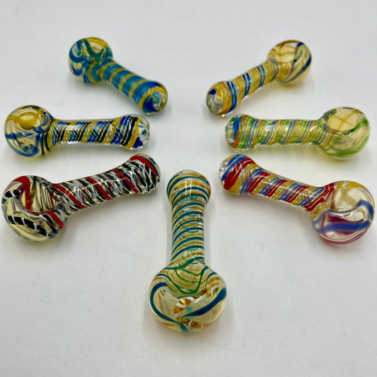 3.5” - 4” Glass Fumed & Swirl Hand Pipe - Assorted Colors [HP-G-231]