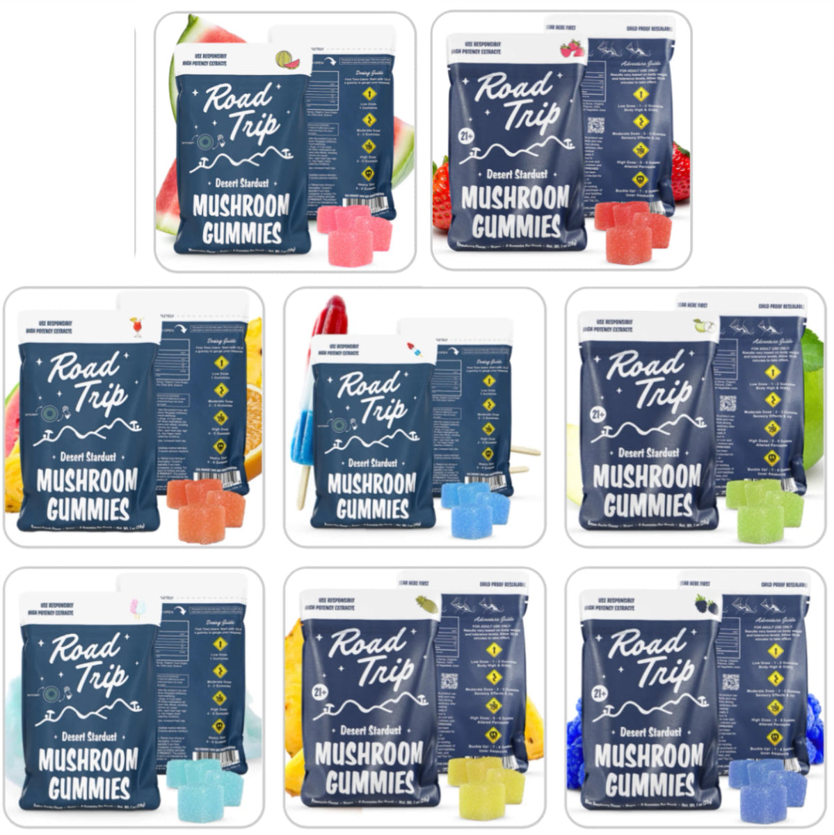 Road Trip Desert Stardust Magic Mushroom Gummies - THC Free - Now Available In All 8 Flavors! [C-RT-G]