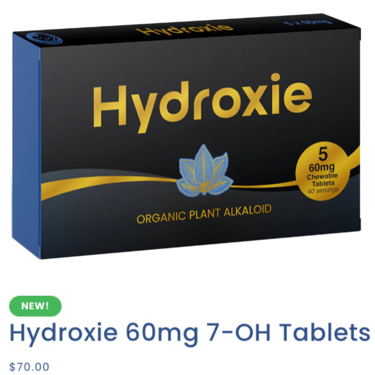 Hydroxie's 7-OH Extra-High-Strength Instant Release 5 Ct. Tabs - 60mg (40 Servings) [K-H7-Black]
