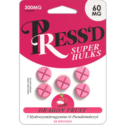Press’d 7-OH Super Hulk - 5 Ct 60mg Tabs- 4 Flavors **$65 MSRP** [K-PR-60]