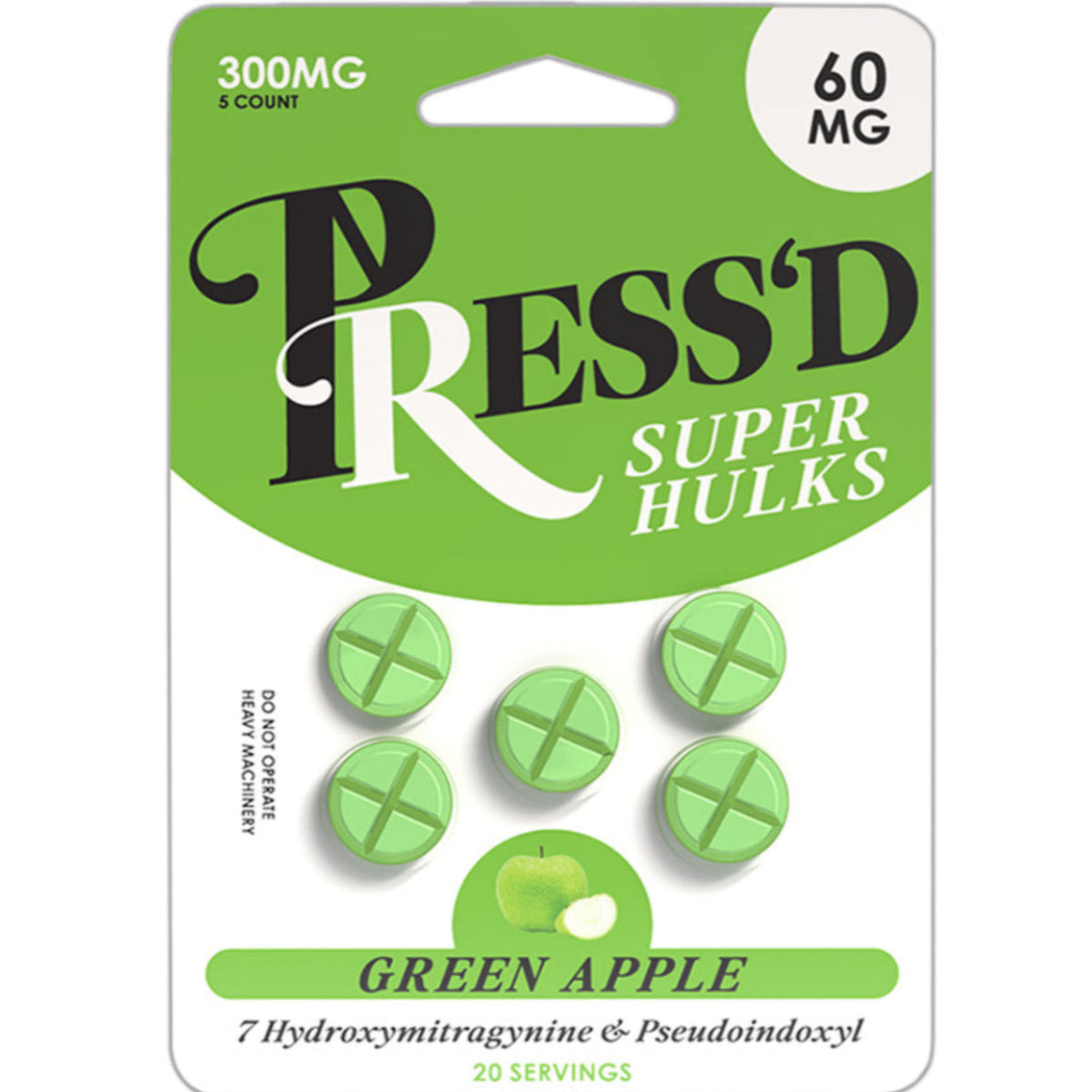 Press’d - Super Hulk 7-OH + Pseudo - 5 Ct 60mg Tabs - Now 4 Flavors! [K-PR-60]