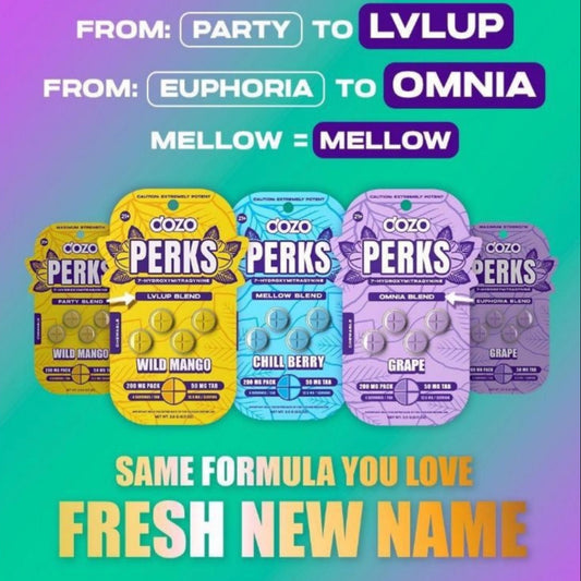 DOZO PERKS Rapid-Release 7-OH - Four 50mg Tab’s - Now 7 Flavors! [K-DP-4C]