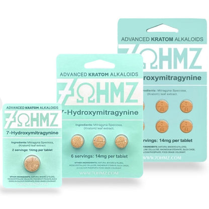 7 Ohmz 7-Hydroxymitragynine - 14mg Original Formula - 1, 3 or 6 Ct Tabs [K-7O-14]