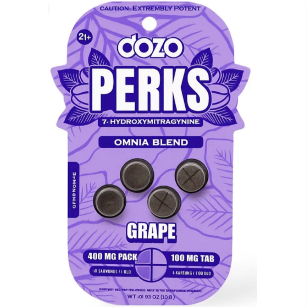 NEW FLAVOR! DOZO PERKS - Strongest 7-OH Available - Four 100mg Tabs - Now 4 Flavors [K-DP-4C-100]