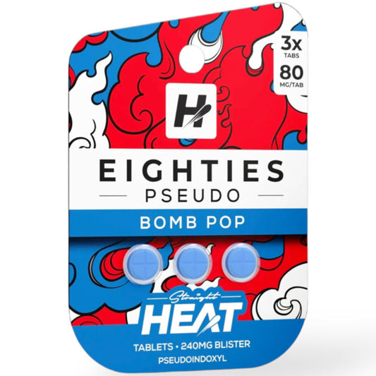 NEW Straight HEAT EIGHTIES PSEUDO 7-OH- 80mg Tabs - 3 Ct - 4 Flavors! [K-H8P-3C]