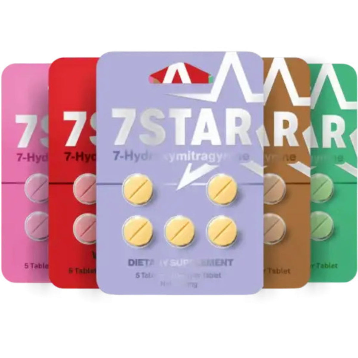 7 Star 7-OH -Original & Brand New Flavors - One or Five 30mg Tab’s - 5 Varieties [K-7*-5C]