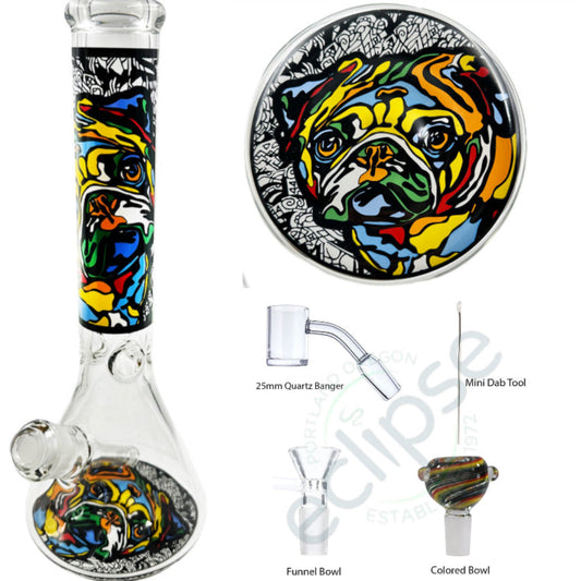 14" 7mm Beaker w/ Dog Designs & Upgraded Accessory Pack - 6 Dogs To Choose From [WP-G-248]