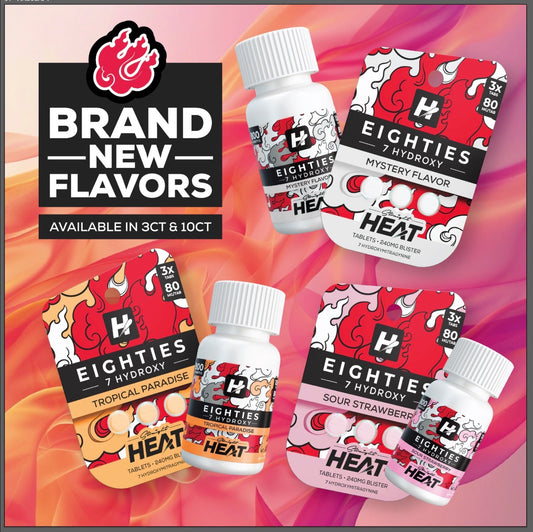 Straight HEAT EIGHTIES 7-OH - 80mg Tabs - 3 Ct & 10 Ct - 3 NEW Flavors! [K-H8-3C]