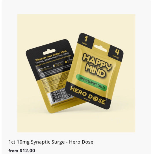 HAPPY MIND Microdosing Tabs - PSILOCYBIN, KRATOM & THC FREE- Now 3 Flavors & Sizes! [K-HM-3]