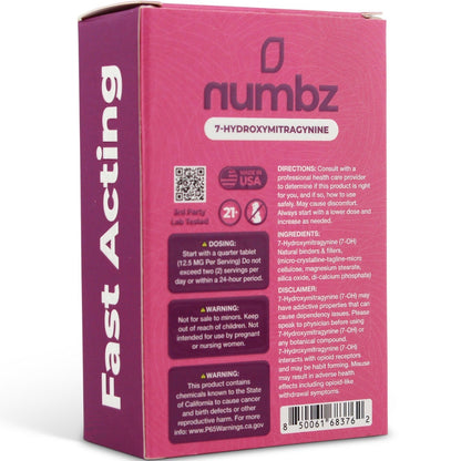 NEW Numbz 7-Hydroxymitragynine Chewable Tabs - Ten 50mg Tabs - 8 Flavors! [K-NBZ-10C]