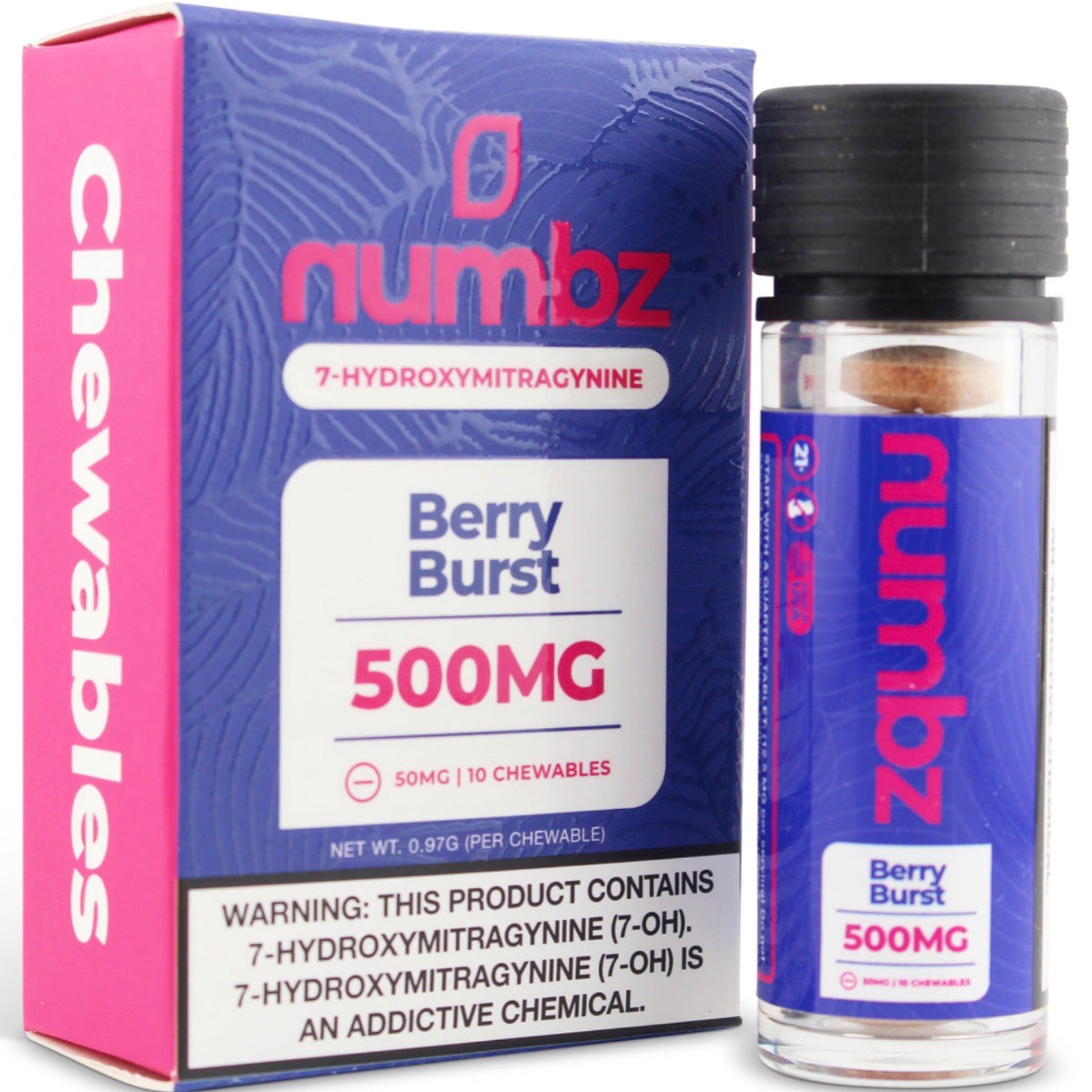 NEW Numbz 7-Hydroxymitragynine Chewable Tabs - Ten 50mg Tabs - 8 Flavors! [K-NBZ-10C]