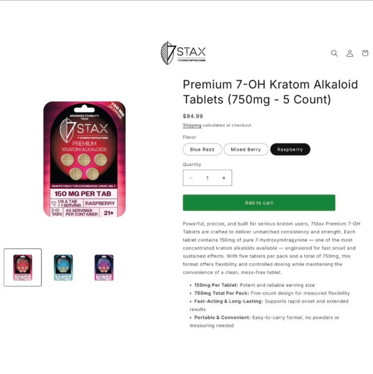 NEW 7Stax Extreme Premium 7-OH 150mg Tabs - Now 2 Sizes & 3 Flavors! [K-7Stax150]