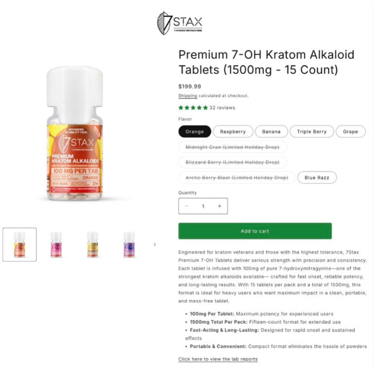 7Stax Extreme Premium 7-OH 100mg Tabs - Now 3 Sizes & 5 Flavors! [K-7Stax]