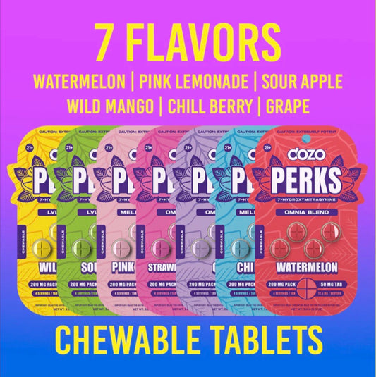 DOZO PERKS Rapid-Release 7-OH - Four 50mg Tab’s - 7 Flavors [K-DP-4C]