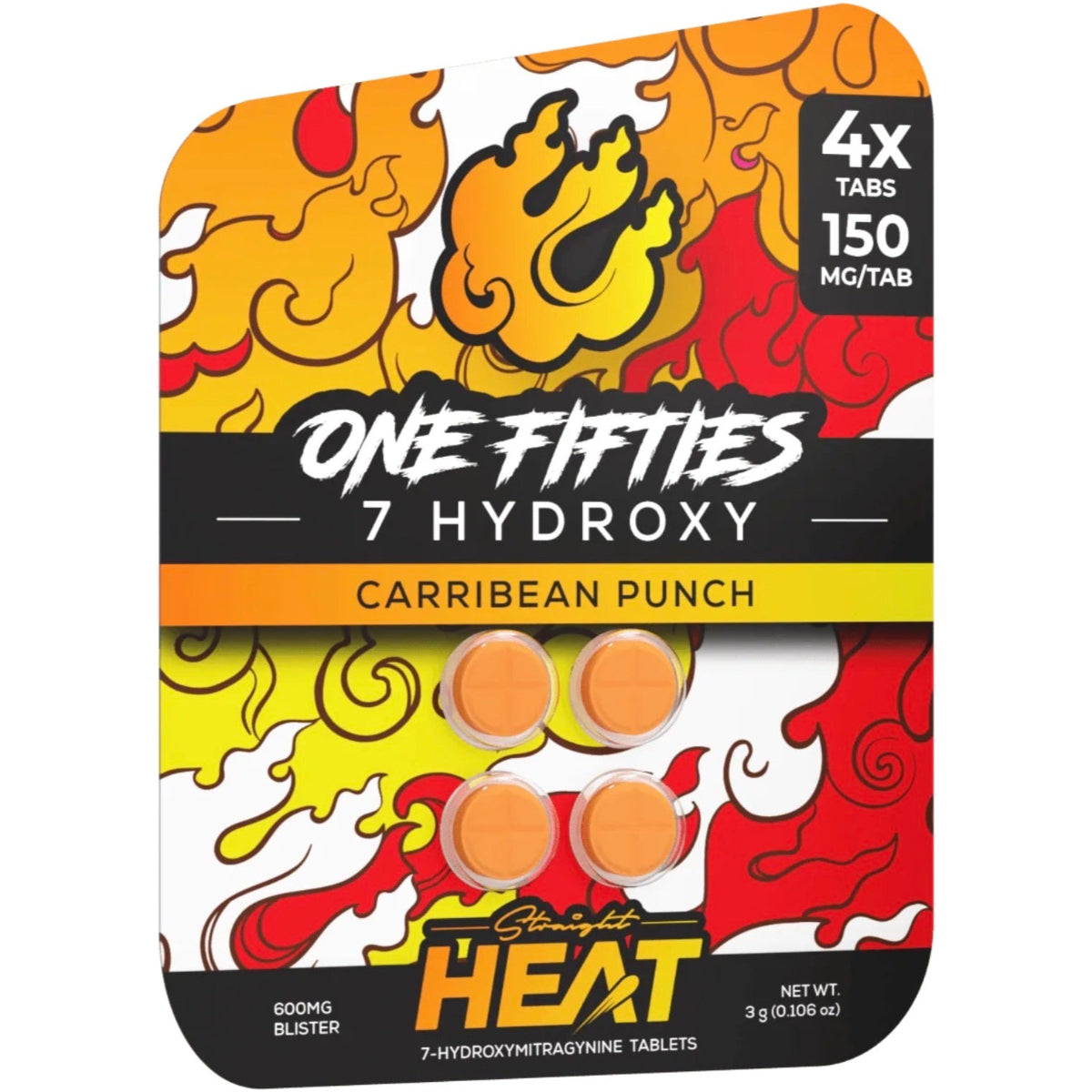 Straight HEAT 7-OH - 4Ct & NEW 10Ct 150mg Tabs - 5 Flavors [K-H150-4C]