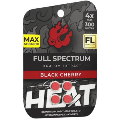 NEW Straight HEAT Full Spectrum Kratom Extract - Four 300mg Tabs - 4 Flavors [K-H300-4C]