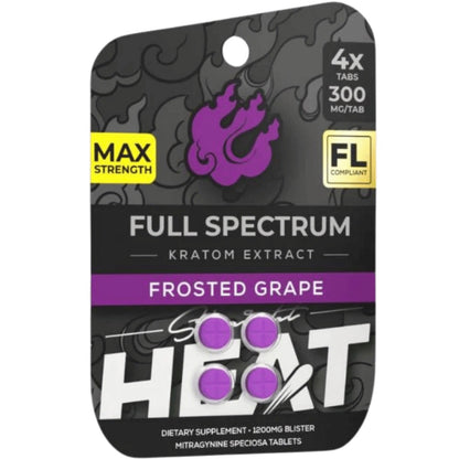 NEW Straight HEAT Full Spectrum Kratom Extract - Four 300mg Tabs - 4 Flavors [K-H300-4C]