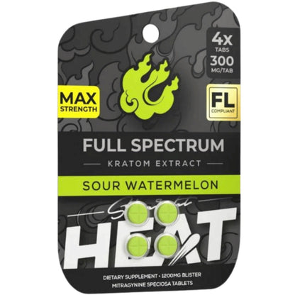 NEW Straight HEAT Full Spectrum Kratom Extract - Four 300mg Tabs - 4 Flavors [K-H300-4C]