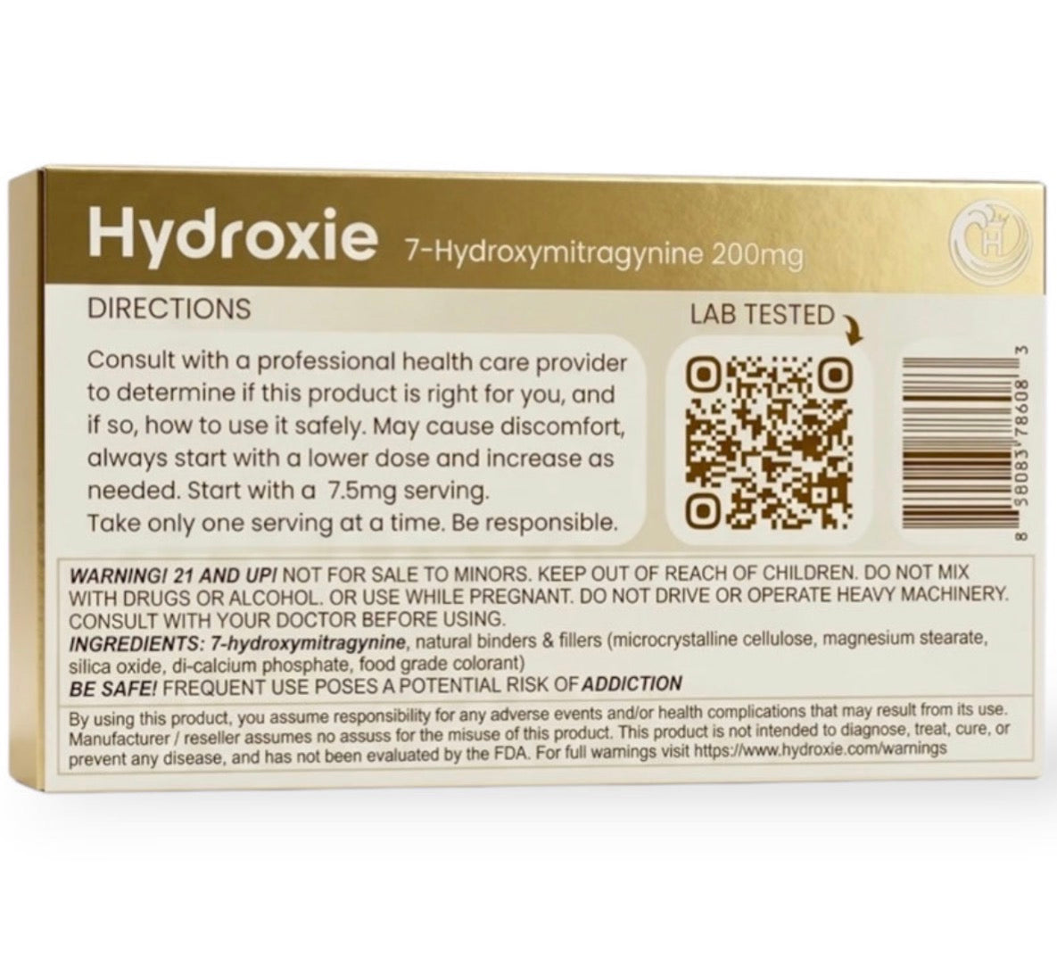 NEW Hydroxie's Organic 200mg 7-OH Extra-High-Strength Instant Release Tab - Single [K-H7-200]