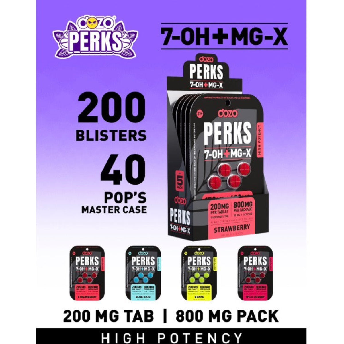 NEW DOZO 7-OH Plus MG-X - 1 Ct or 4Ct 200mg Tabs - 4 Flavors [K-DP-4C-MGX+]