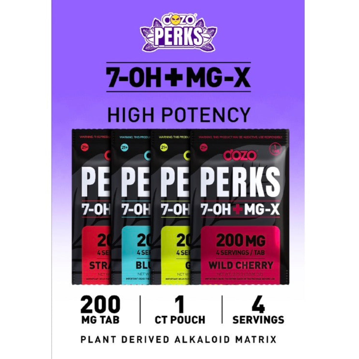 NEW DOZO 7-OH Plus MG-X - 1 Ct or 4Ct 200mg Tabs - 4 Flavors [K-DP-4C-MGX+]