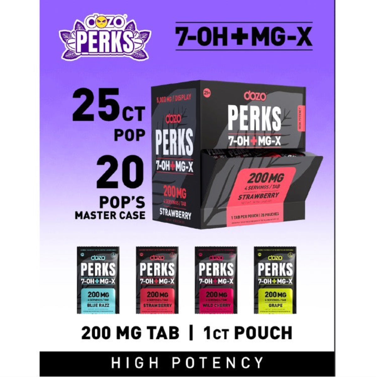 NEW DOZO 7-OH Plus MG-X - 1 Ct or 4Ct 200mg Tabs - 4 Flavors [K-DP-4C-MGX+]