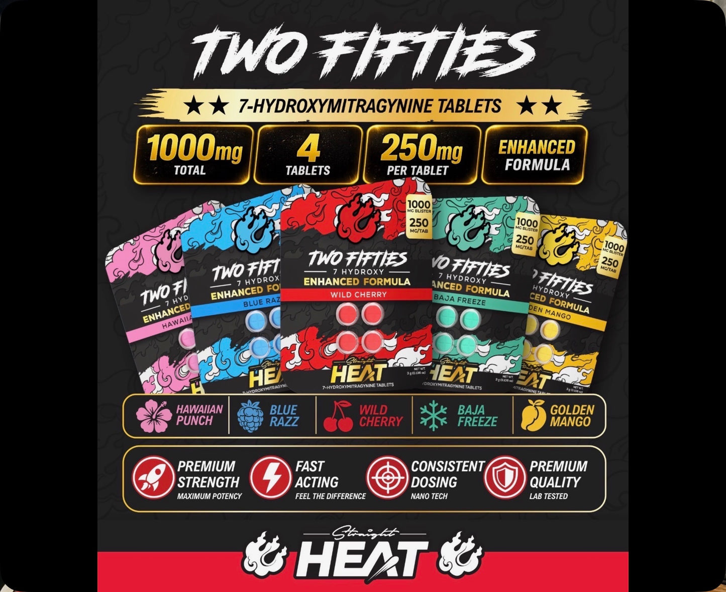 ECLIPSE HAS IT 1ST! NEW Not Yet Released - Special Deal! Straight HEAT 7-OH 250mg 7-OH - 4Ct Tabs - 5 Flavors [K-H250-4C]