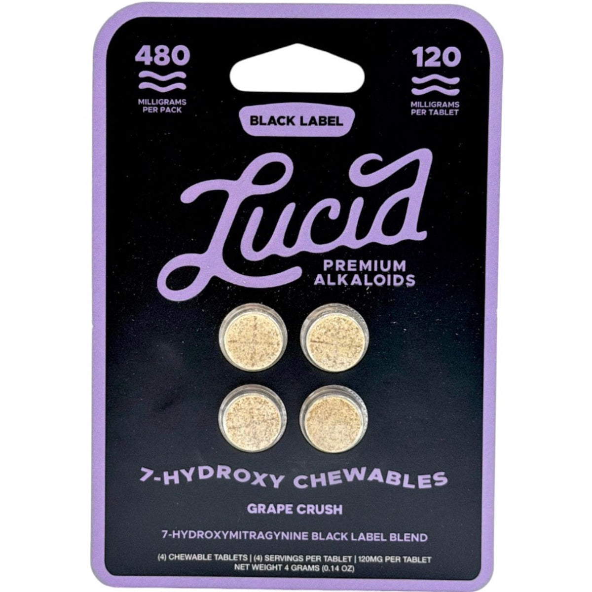 NEW 480mg LUCID - The Strongest 7-OH Available! Four 120mg Tab’s - 3 Flavors [K-L120-4C]