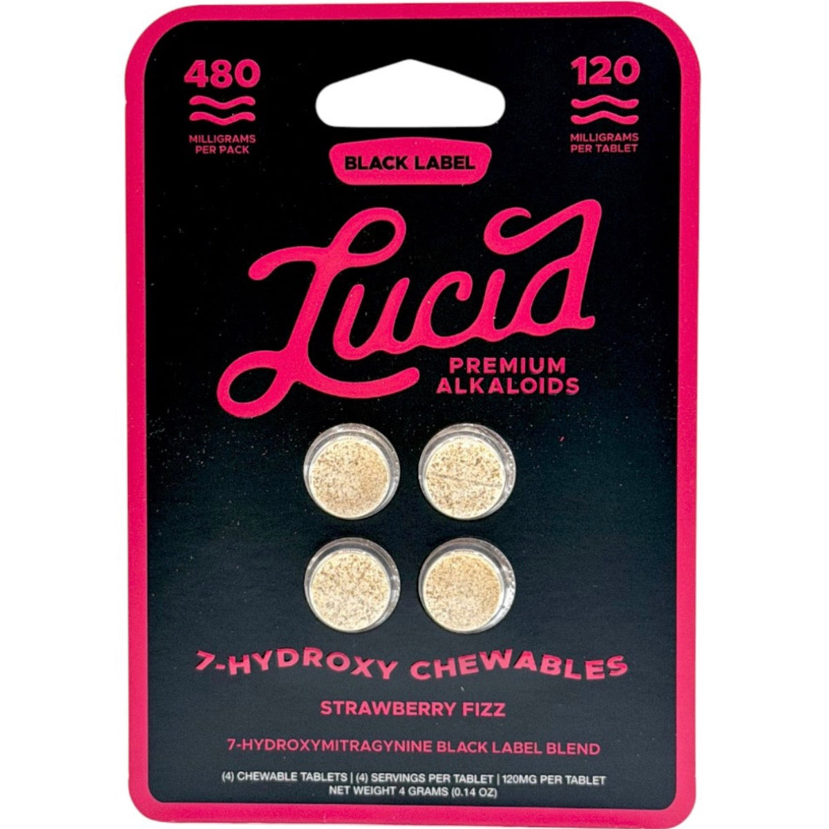 NEW 480mg LUCID - The Strongest 7-OH Available! Four 120mg Tab’s - 3 Flavors [K-L120-4C]