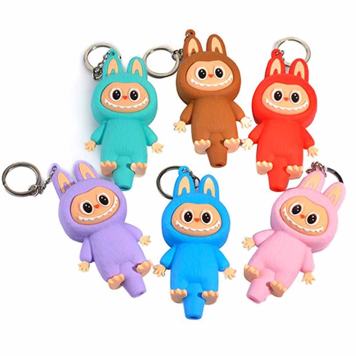 4" Silicone Character Pipe w/ Keychain & Glass Bowl - Assorted Colors [HP-S-KEY-4]